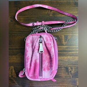 Aimee Kestenberg Pink Tie Dye Tamitha Soft Leather Phone Crossbody Bag
